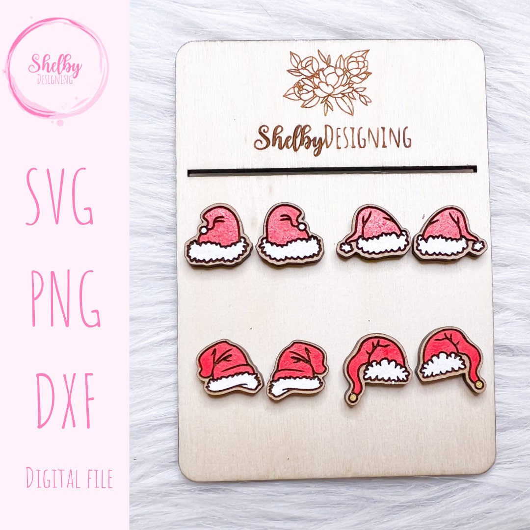 Christmas Santa Hat Stud Earrings Bundle SVG