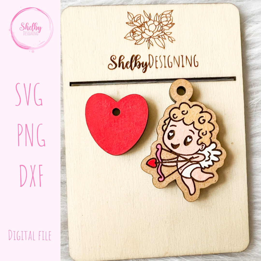 Cupid & Heart Valentines Day Earrings SVG