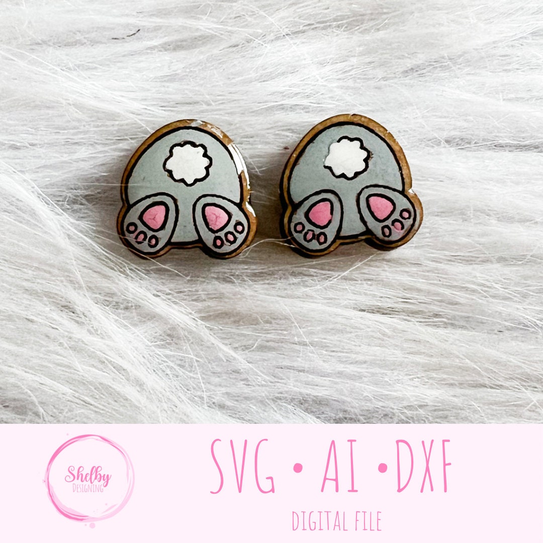Bunny Bum Stud Earrings SVG