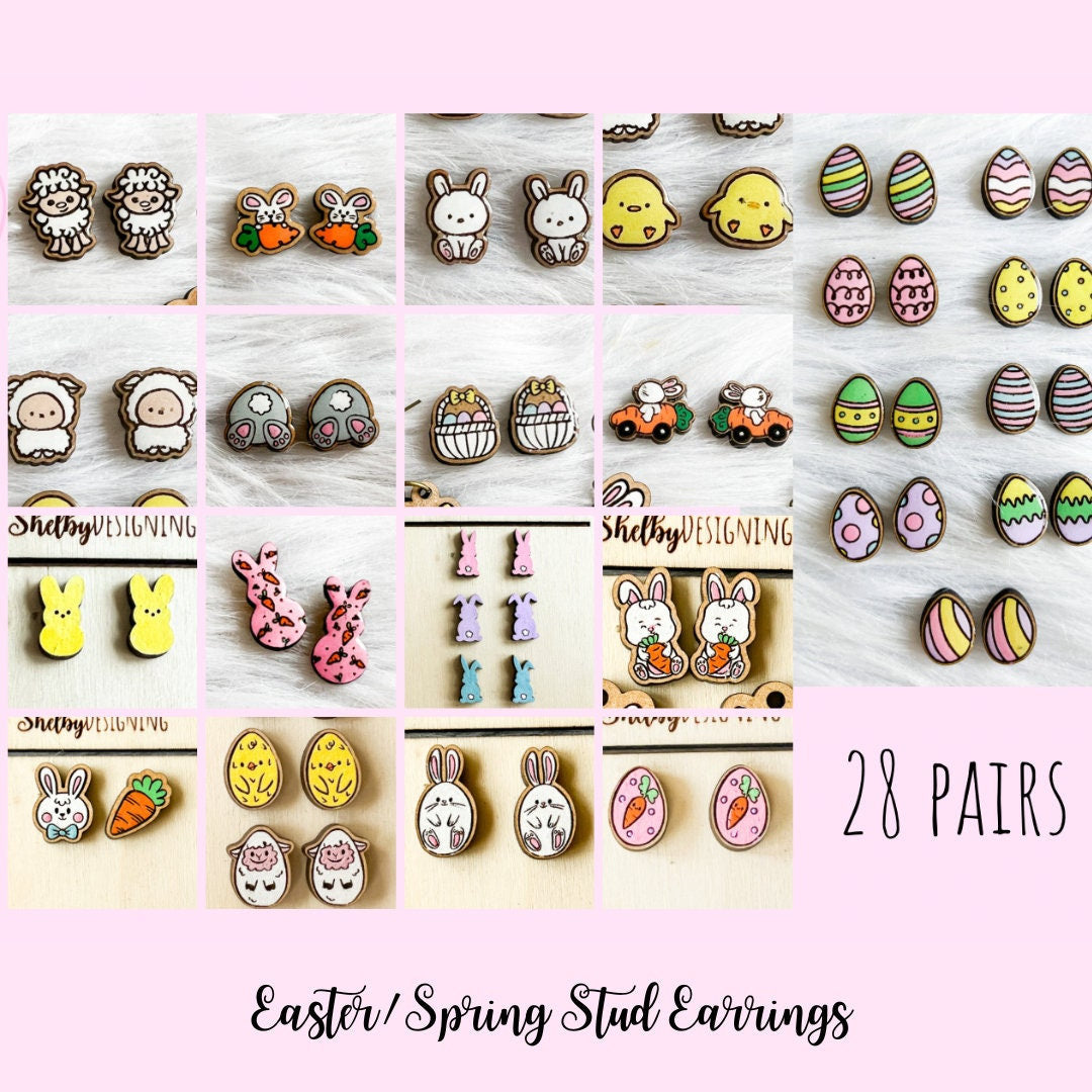 Easter/Spring Stud Earrings Bundle SVG