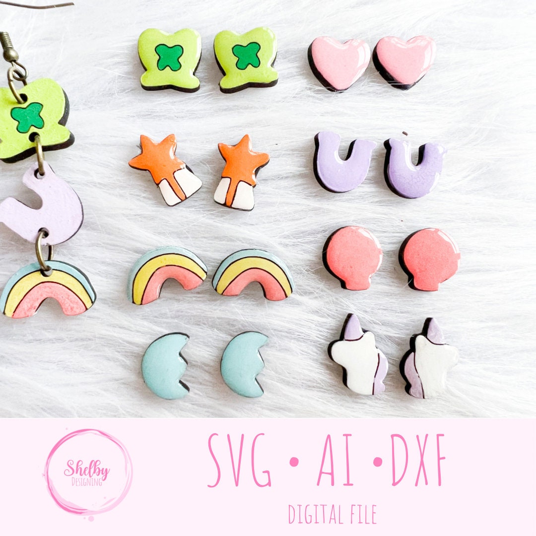 St Patricks Day Lucky Charm Marshmallow Stud n Dangles SVG