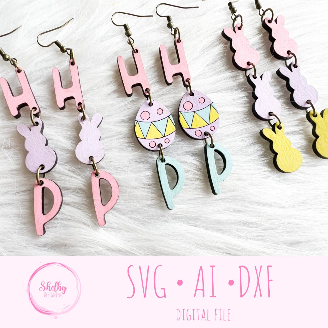 Hop Easter Dangle Earrings BUNDLE SVG