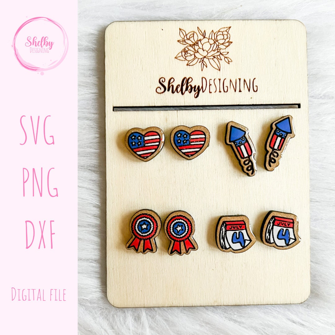 4th of July Stud Earring Bundle SVG