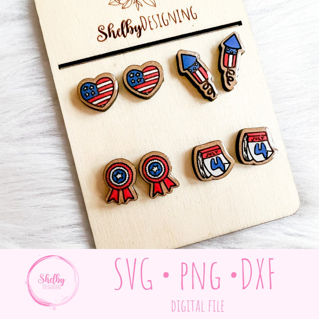 4th of July Stud Earring Bundle SVG