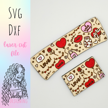 Cute Valentines Day Love Hair Claw Clip SVG DXF File