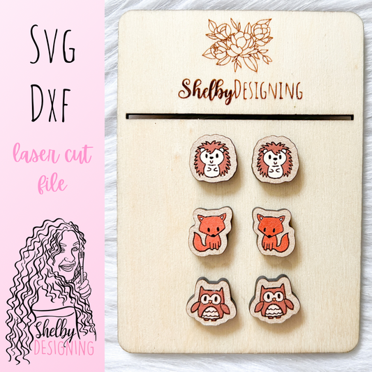 Cute Fall Critters Stud Earrings Trio SVG