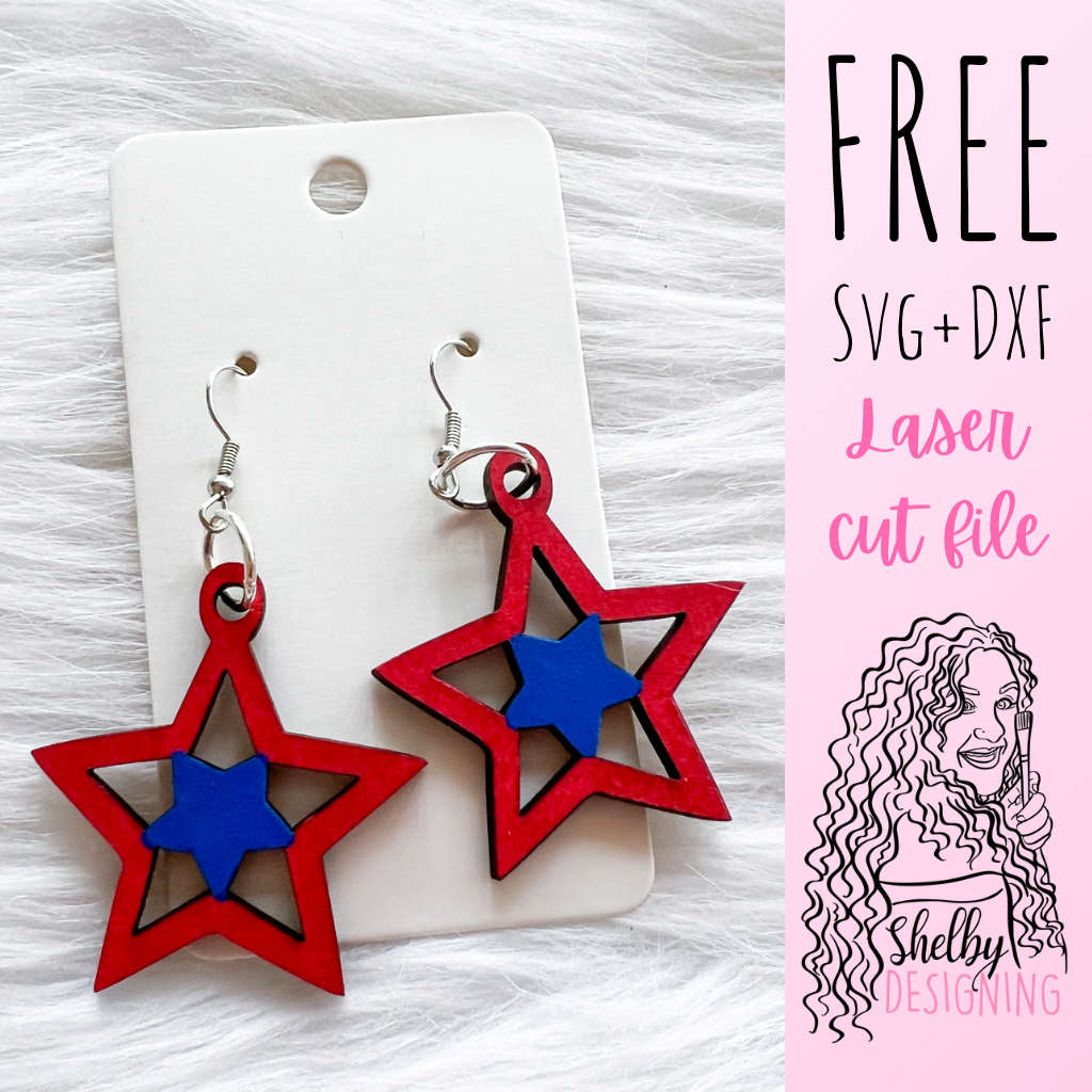 FREE | 4th Of July Double Star Dangle Earrings SVG