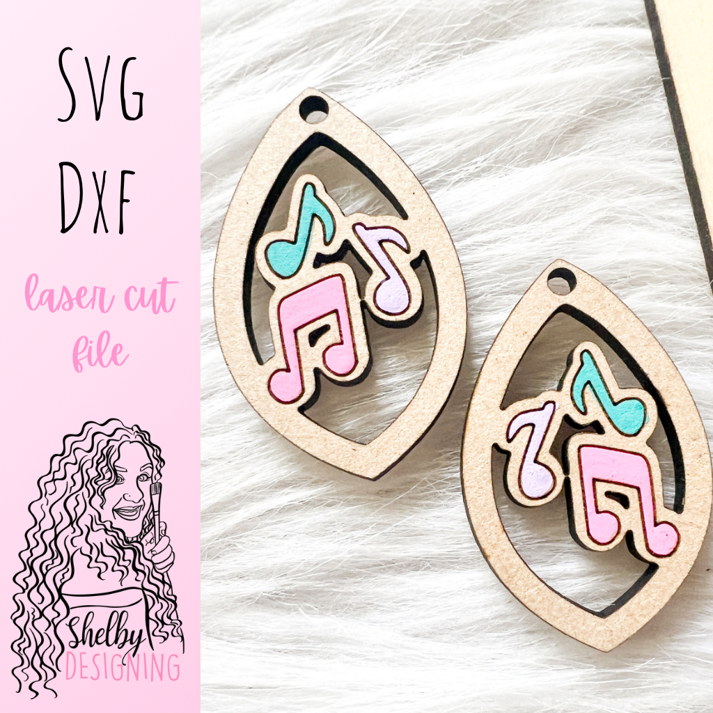 Music Note Dangle/Stud Earrings SVG