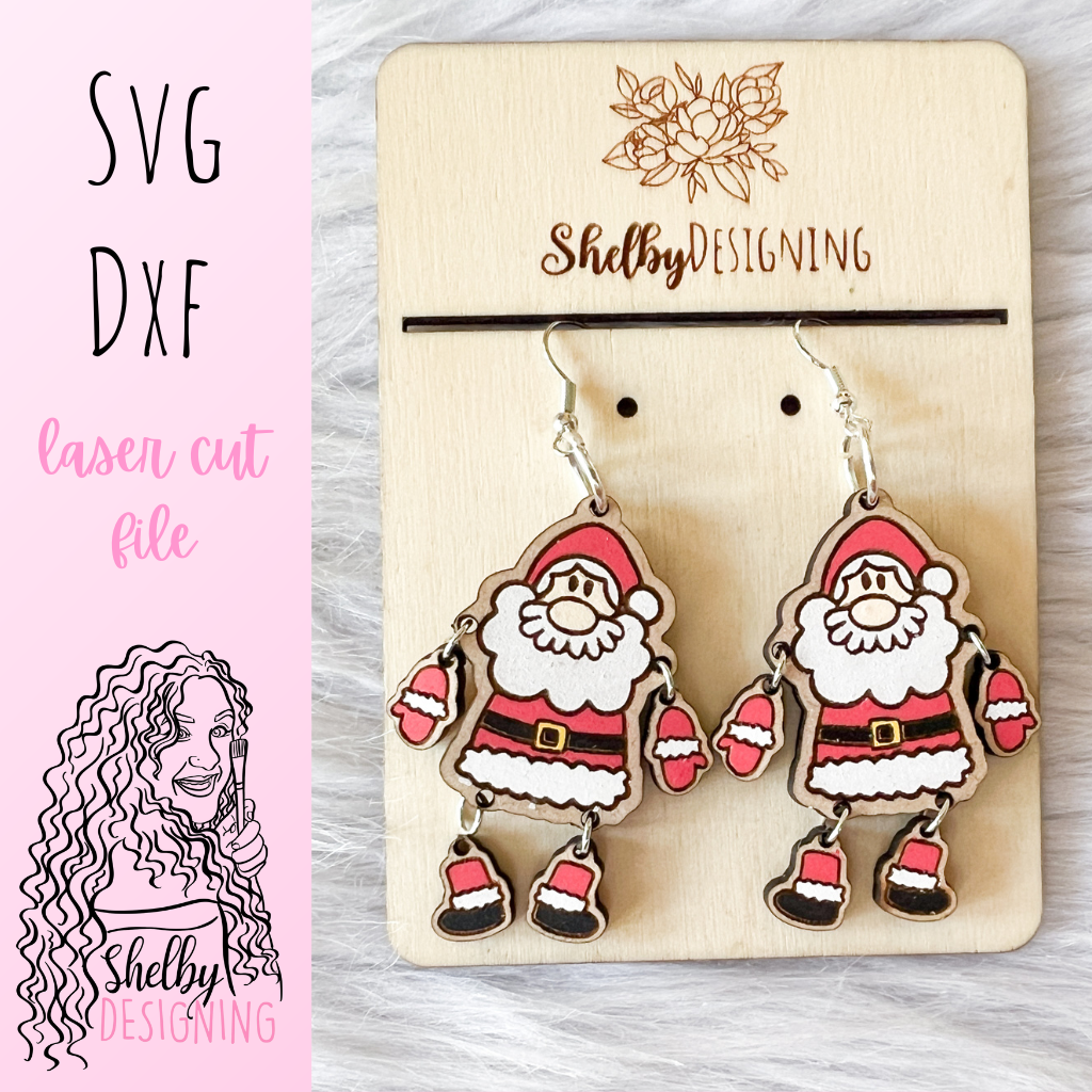 Multi Piece Santa Claus Dangle Earrings SVG