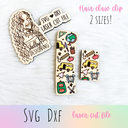 School Bus Hair Claw Clip SVG DXF File