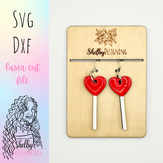 Heart Lollipop Cut File Dangle Earring SVG