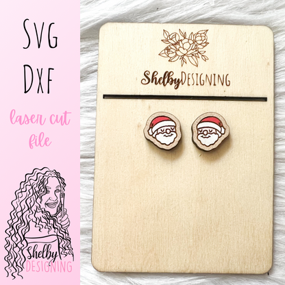 Cute Kawaii Santa Stud Earrings SVG