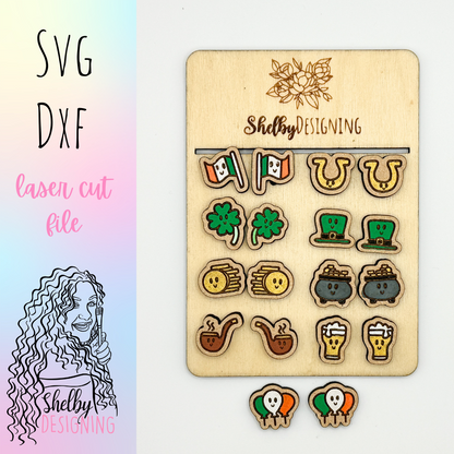 Kawaii St Patty's Day Stud Earring Bundle SVG