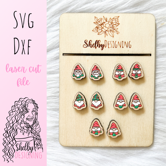 Christmas Tree Gnomes Stud Earrings Bundle SVG