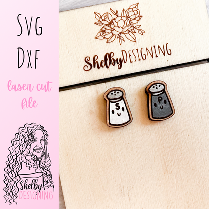 Kawaii Salt & Pepper Stud Earrings SVG