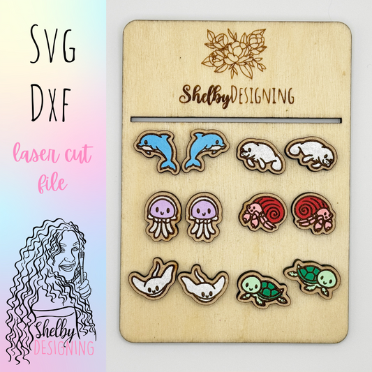 Baby Sea Animals Stud Earrings Bundle SVG