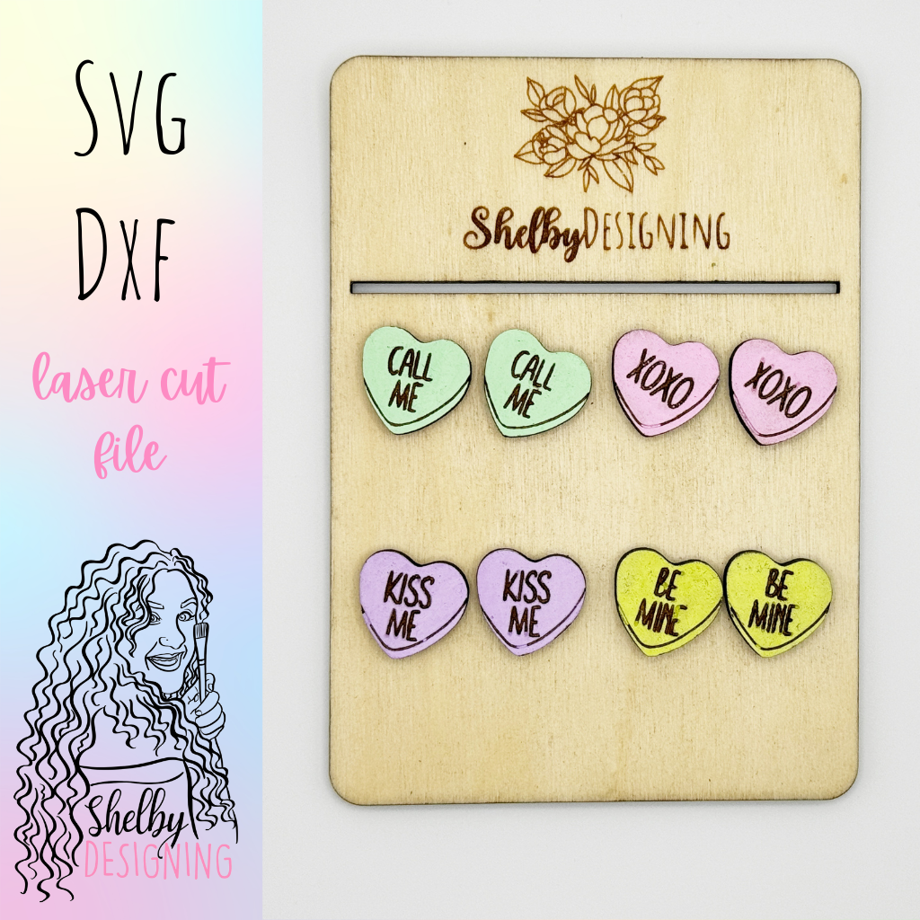 New Candy Hearts Stud Earrings Set SVG