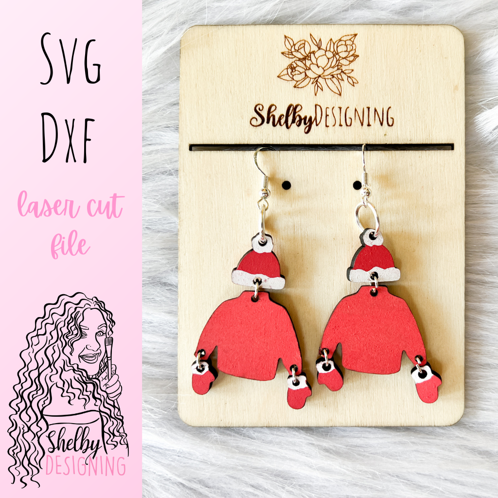 Winter Sweater 4 Piece Dangle Earrings SVG