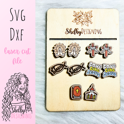 Christian Religious Stud Earrings Bundle SVG