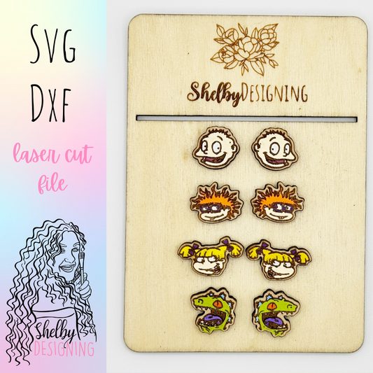 Rugrats Inspired Stud Earrings Set SVG