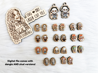 BIG Horror Chibi Stud AND Dangle Earrings Bundle SVG