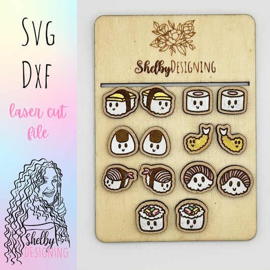 Kawaii Sushi Stud Earrings Bundle SVG