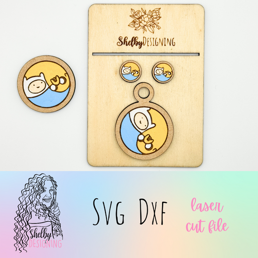 Finn & Jake Swirl Keychain/Earrings/Pin SVG