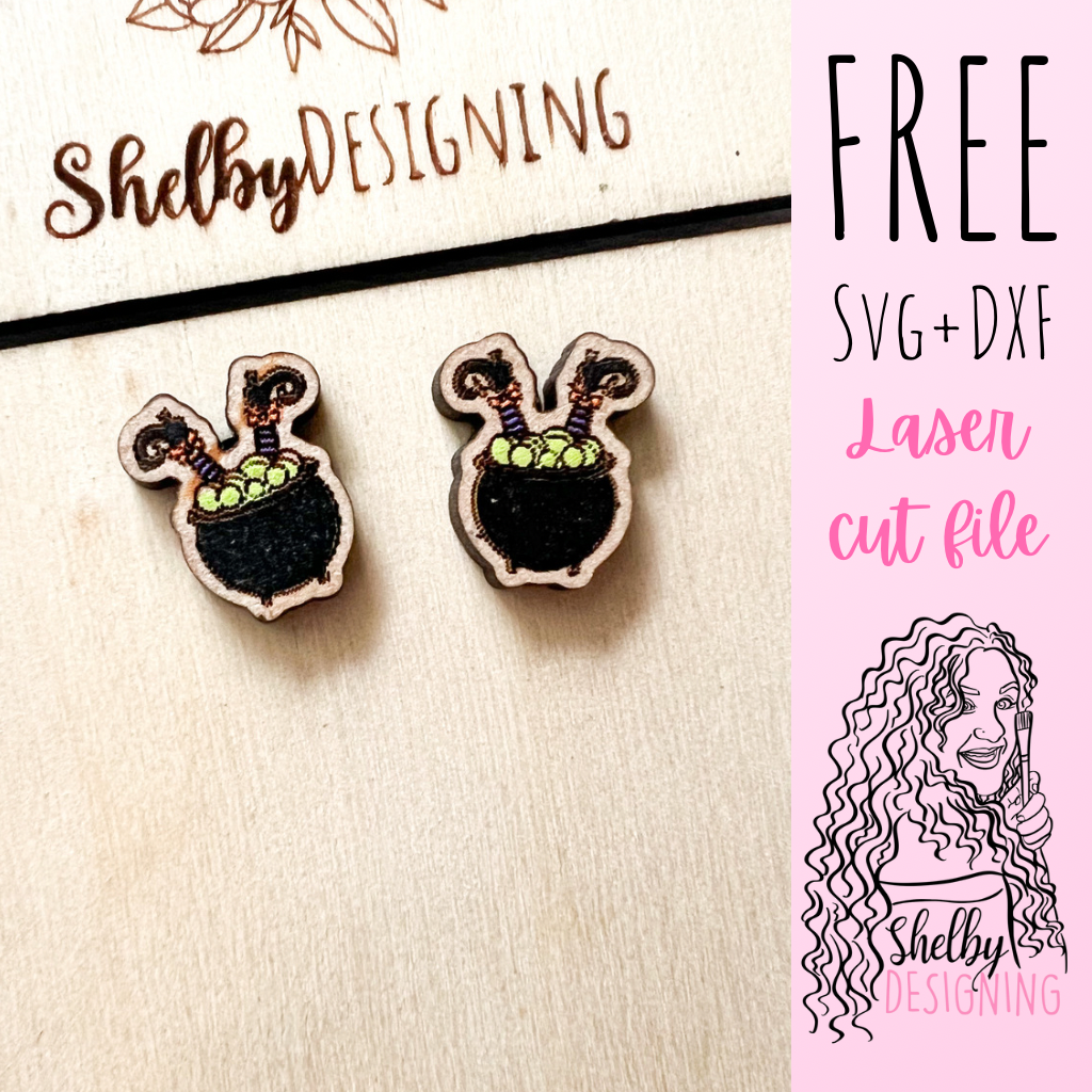 FREE | Witch In Cauldron Stud Earrings SVG