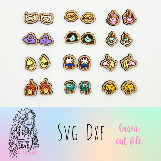 Mega Adventure Time Character Stud Earring Bundle SVG