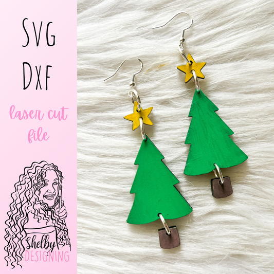 Christmas Tree 2 Piece Dangle Earrings SVG
