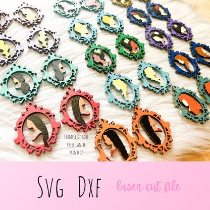 Magic Mirror Princess Dangle Earrings Bundle SVG