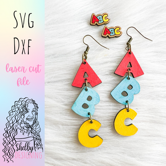 ABC Alphabet Stud/Dangle Earring Combo SVG