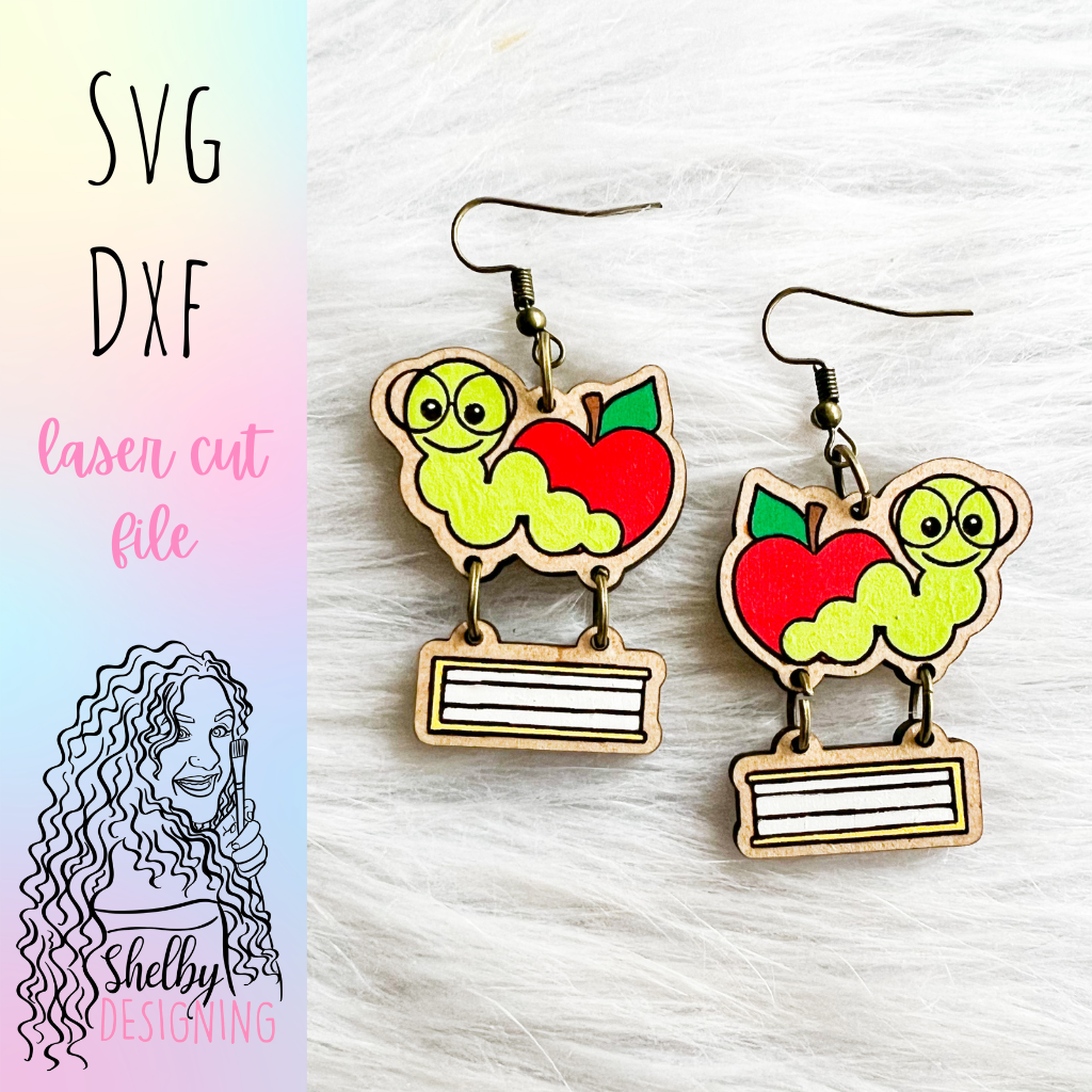 Bookworm 2 Piece Dangle Earrings SVG