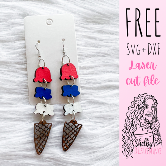 FREE | 4th Of July Ice Cream 3 Piece Dangle Earrings SVG