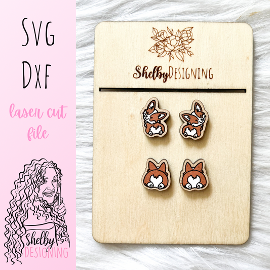 Corgi Butt Stud Earrings Duo SVG