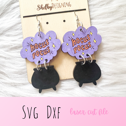 Hocus Pocus 2 Piece Cauldron Dangle Earrings SVG