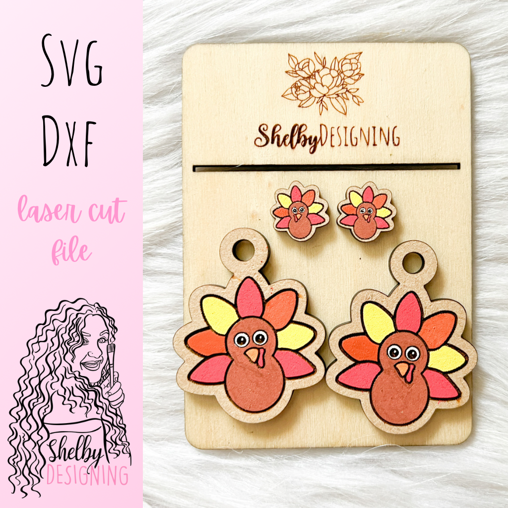 Thanksgiving Turkey Dangle/Stud Earrings SVG