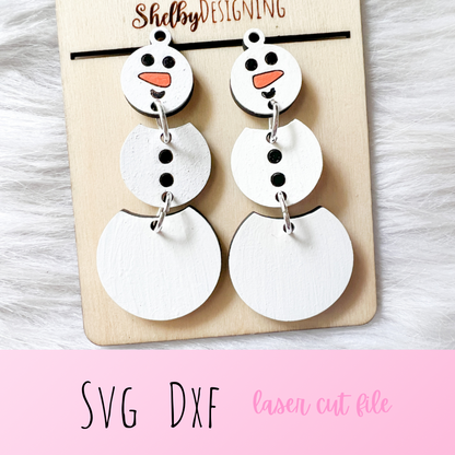 Snowman 3 Piece Dangle Earrings SVG