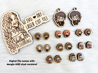 Harry Potter Chibi Stud AND Dangle Earring Bundle SVG