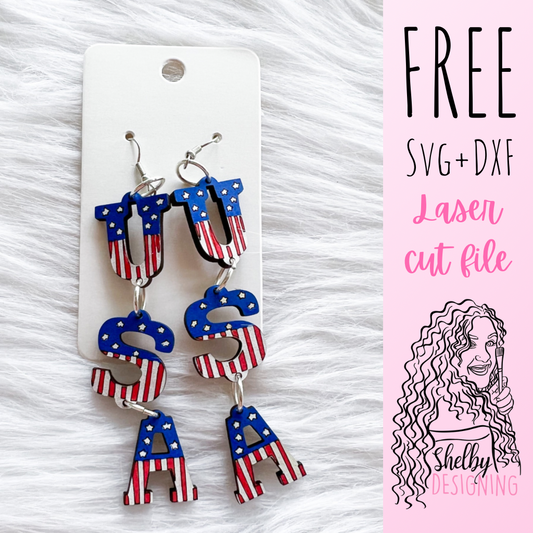 FREE | 4th Of July USA 3 Piece Dangle Earrings SVG