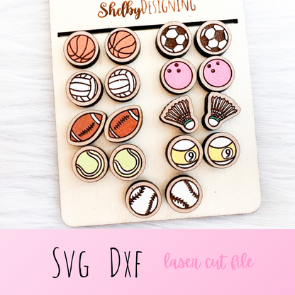 Sports Stud Earrings Bundle SVG