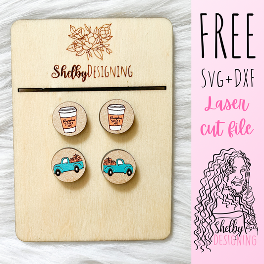 FREE | Fall Coffee & Truck Circle Stud Earrings Duo SVG