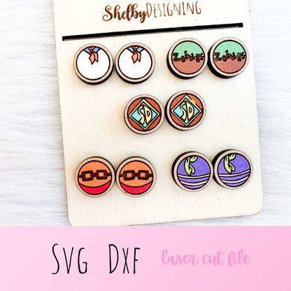 Circle Scooby Doo Inspired Stud Earrings SVG