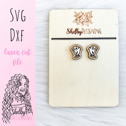 Chip Tea Cup Stud Earrings SVG