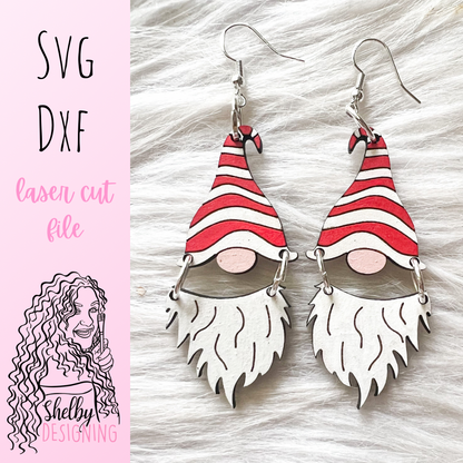 Christmas Gnomes 2 Piece Dangle Earrings Duo SVG