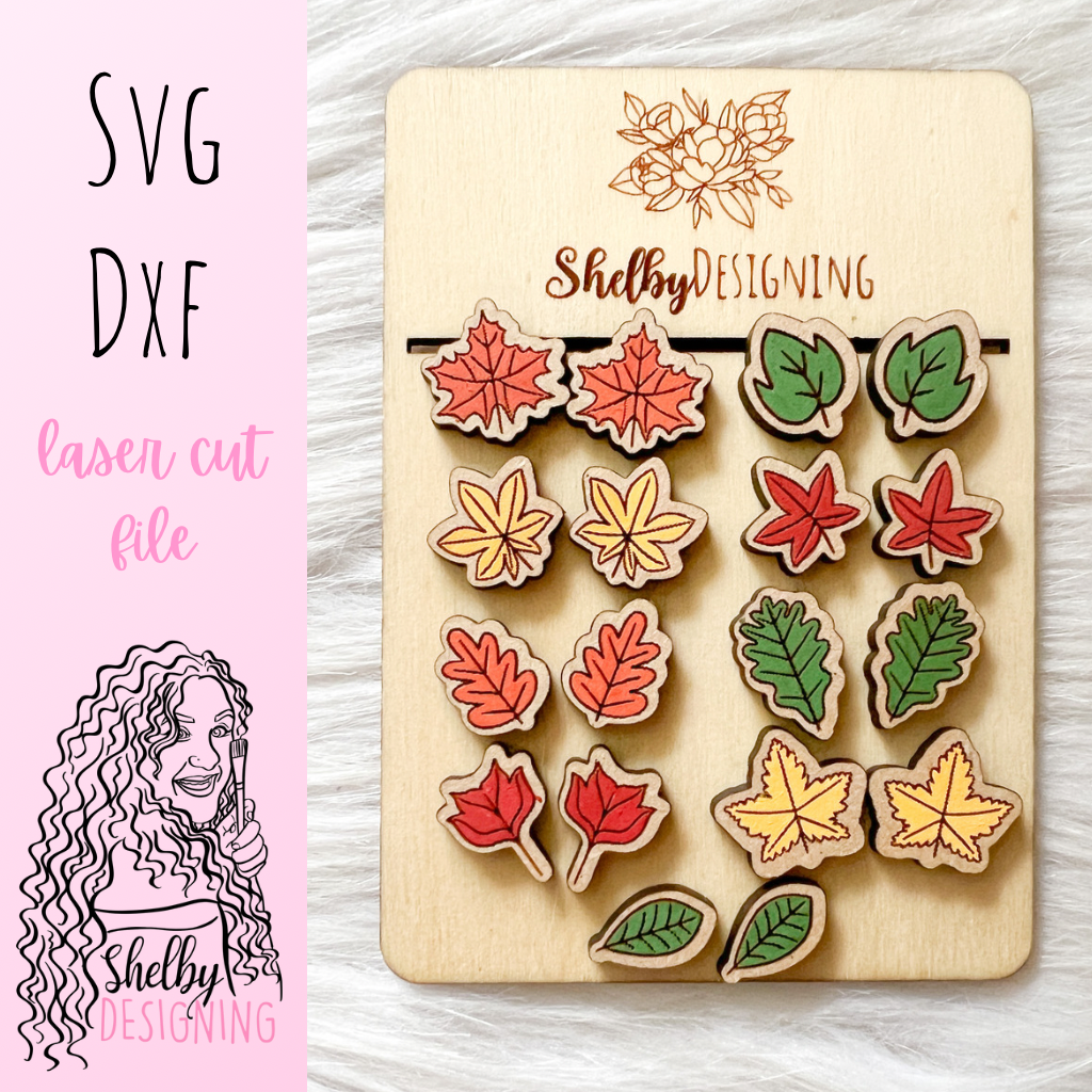 Autumn Leaves Stud Earrings Bundle SVG