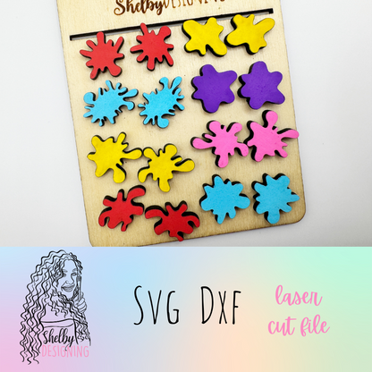 Paint Splatter Stud Earring Bundle SVG