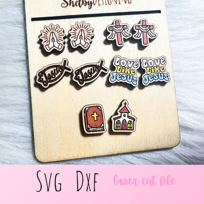 Christian Religious Stud Earrings Bundle SVG