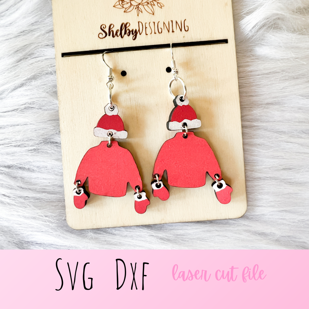 Winter Sweater 4 Piece Dangle Earrings SVG