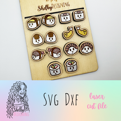 Kawaii Sushi Stud Earrings Bundle SVG